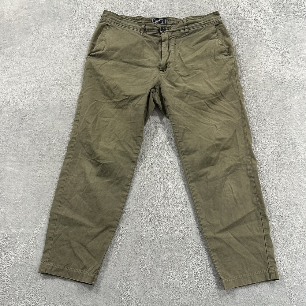 Abercrombie & Fitch Pants Men's Large Straight Leg Relaxed Chino Olive Green